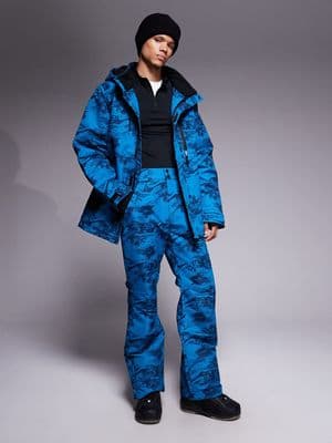 Threadbare zip through ski jacket