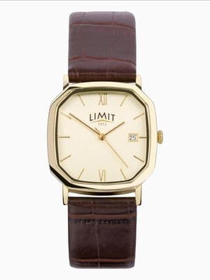 Limit 38mm mens octagonal gold analogue watch