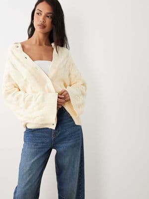 Gina Tricot rich cotton knit cable cardigan