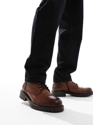 Jack & Jones chunky leather lace up boot