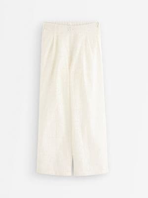 Trousers with broderie anglaise