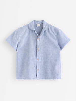 Short-sleeved shirt in linen blend