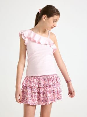 Top in slub jersey with one shoulder design