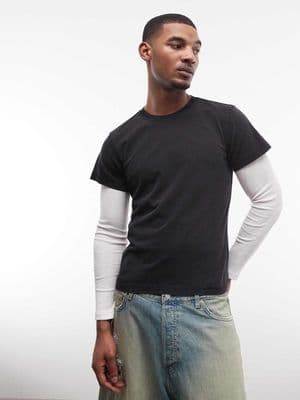 Weekday layered long sleeve shrunken fit t-shirt