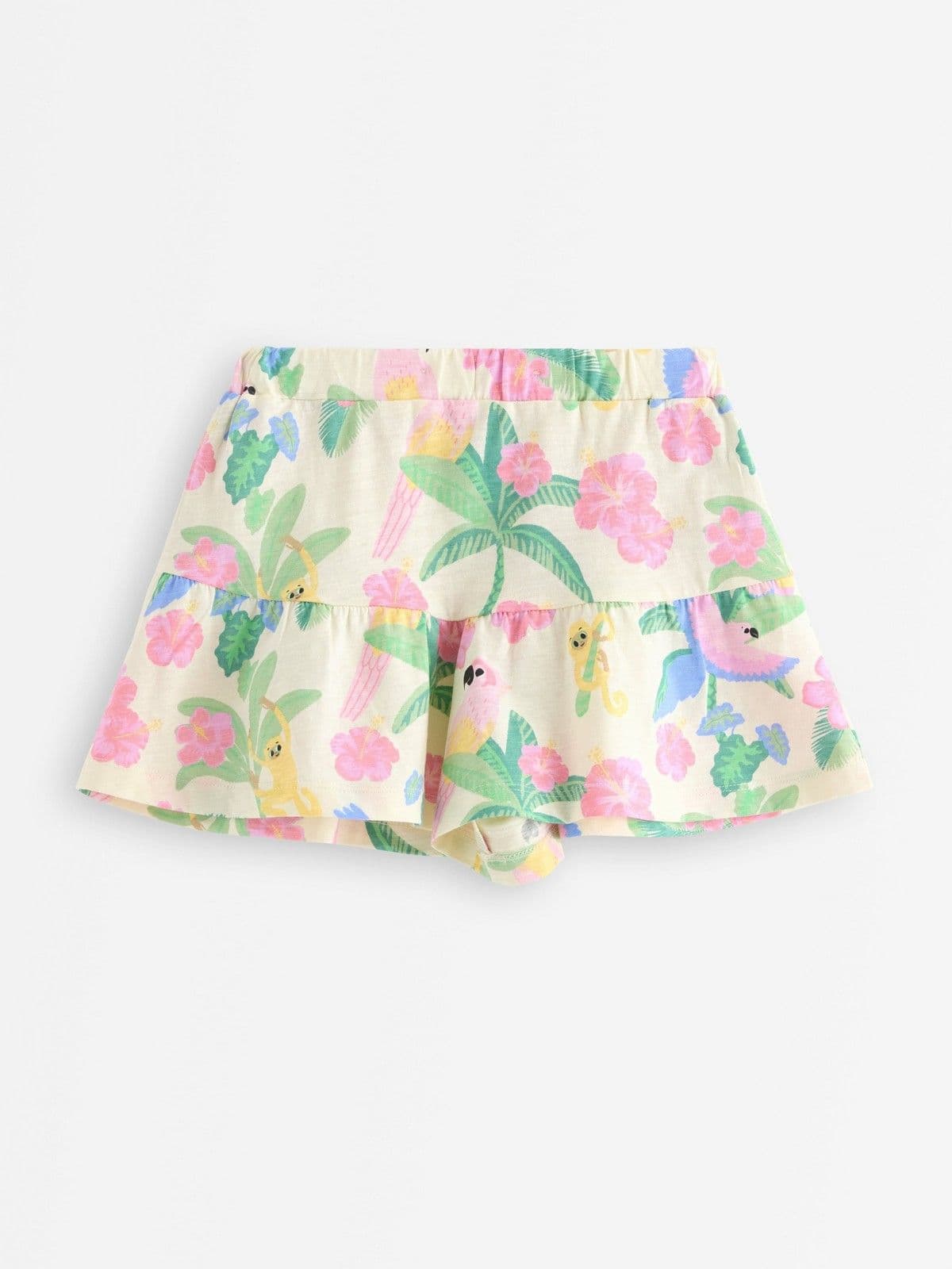 Skort in slub jersey with frill trim White 1