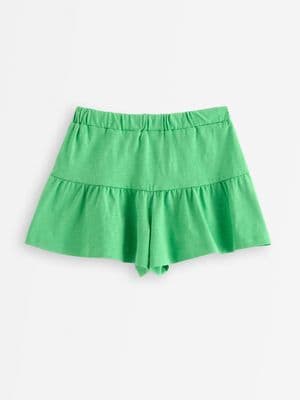Skort in slub jersey with frill trim