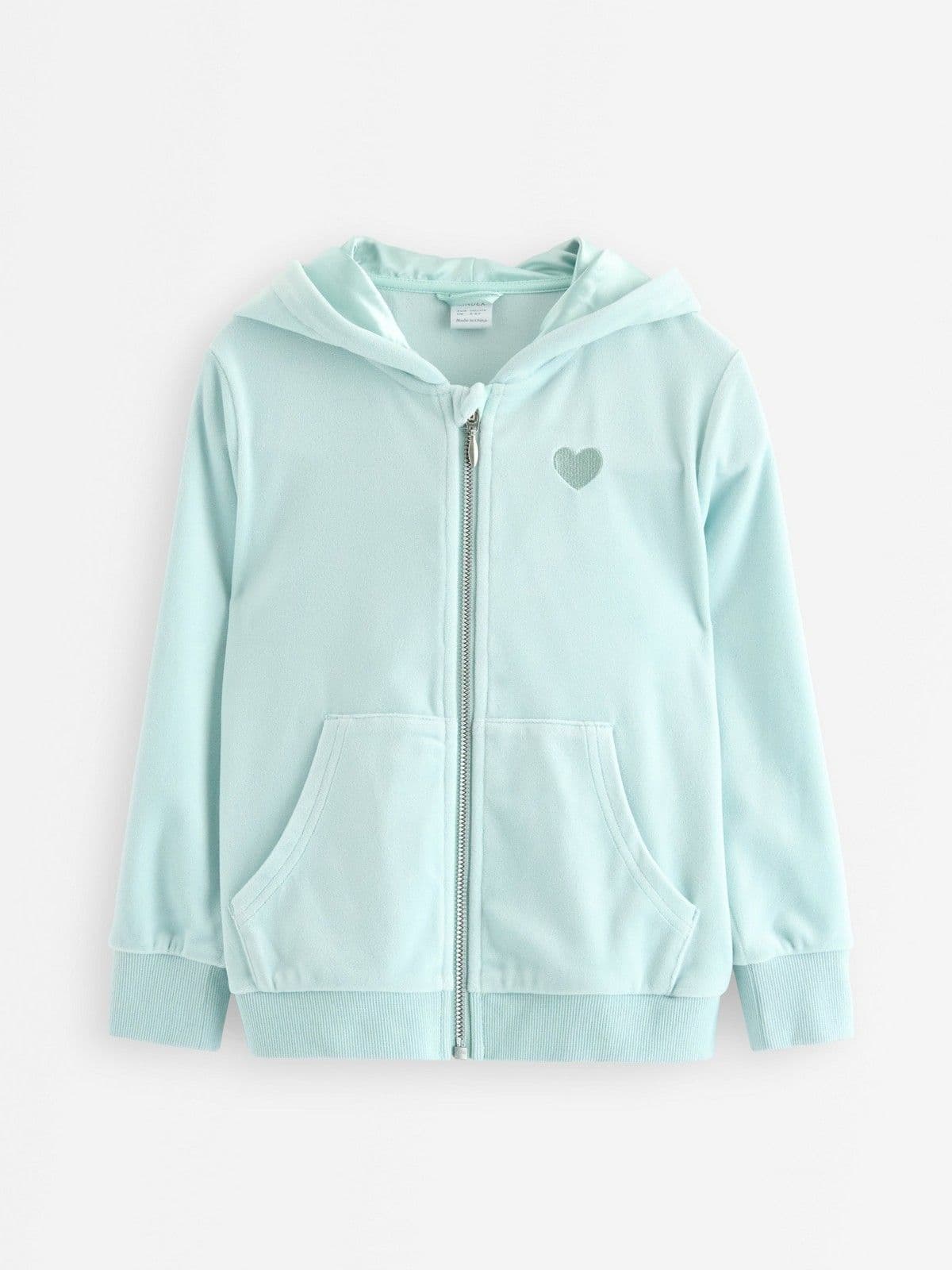 Hoodie in velour Light Aqua 1